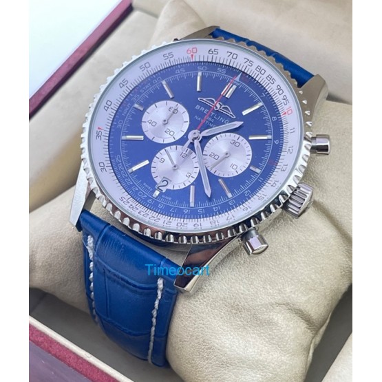 Breitling Navitimer Chrono Blue Leather Strap Watch