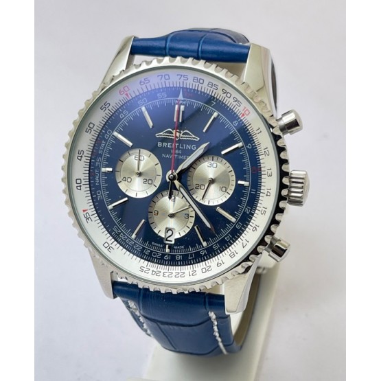 Breitling Navitimer Chrono Blue Leather Strap Watch