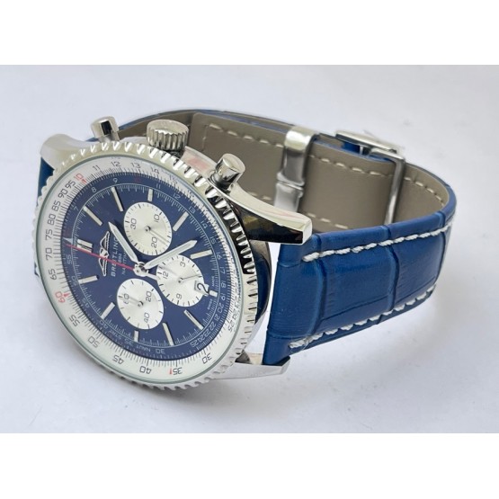 Breitling Navitimer Chrono Blue Leather Strap Watch