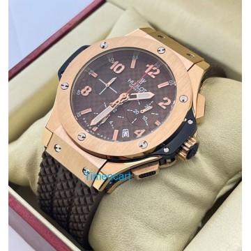 Hublot Big Bang Rose Gold Brown Rubber Strap Watch