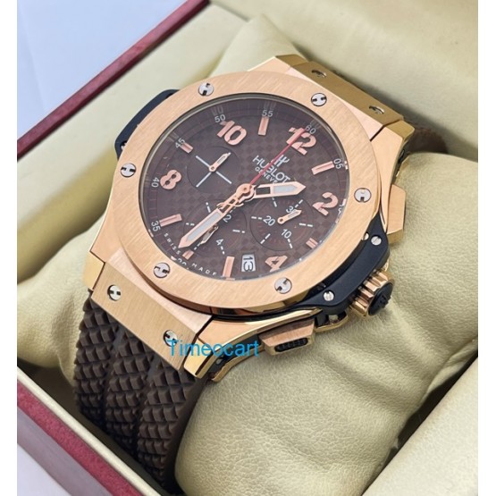 Hublot Big Bang Rose Gold Brown Rubber Strap Watch