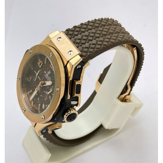 Hublot Big Bang Rose Gold Brown Rubber Strap Watch