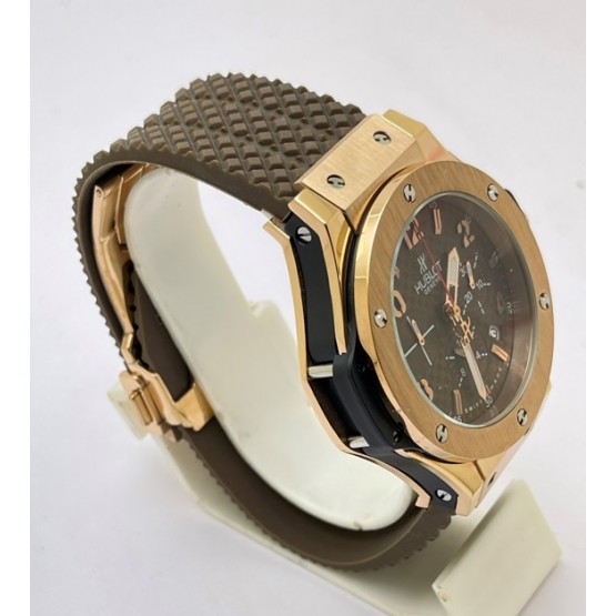 Hublot Big Bang Rose Gold Brown Rubber Strap Watch