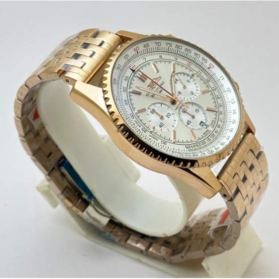 Breitling Navitimer Chronograph White Rose Gold Mens Watch