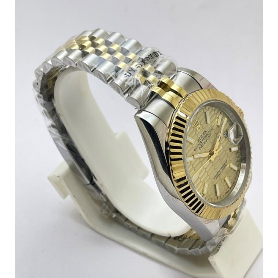 Rolex Date-Just Golden Fluted Motif Swiss Automatic Watch