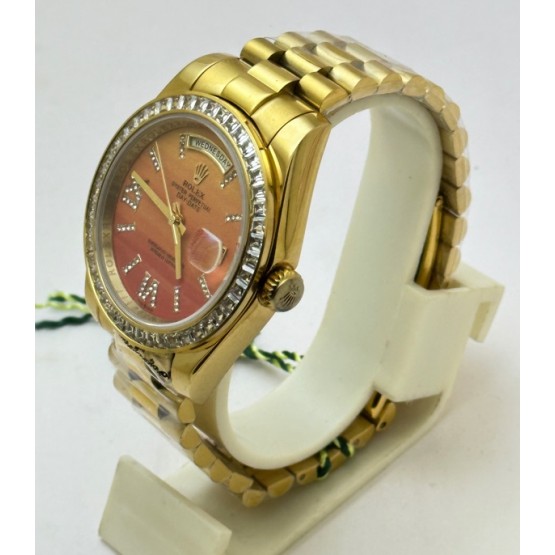 Rolex Day-Date Carnelian Gold Swiss Automatic Watch