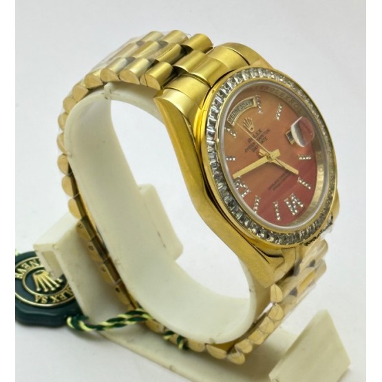 Rolex Day-Date Carnelian Gold Swiss Automatic Watch