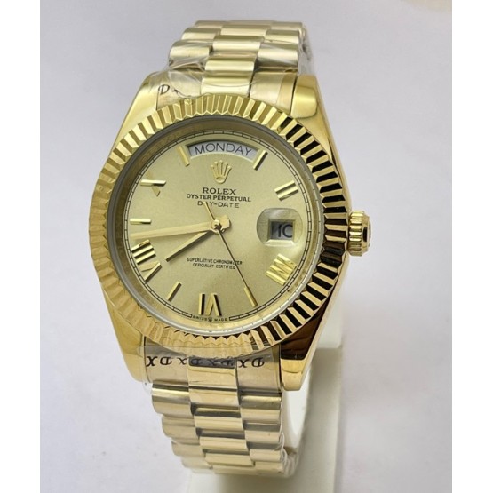 Rolex Day-Date Roman Mark Golden Swiss Automatic Watch