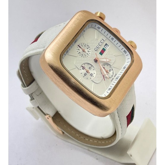 Gucci Coupe Chronograph Full White Dial Watch