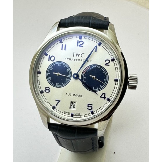 I W C Portuguese Power Reserve White Dial Leather Strap 2 Swiss Automatic Watch