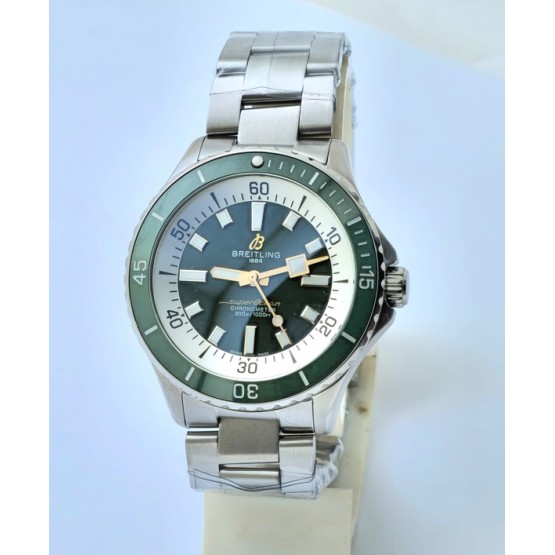 Breitling Superocean Green Steel Swiss Automatic Watch