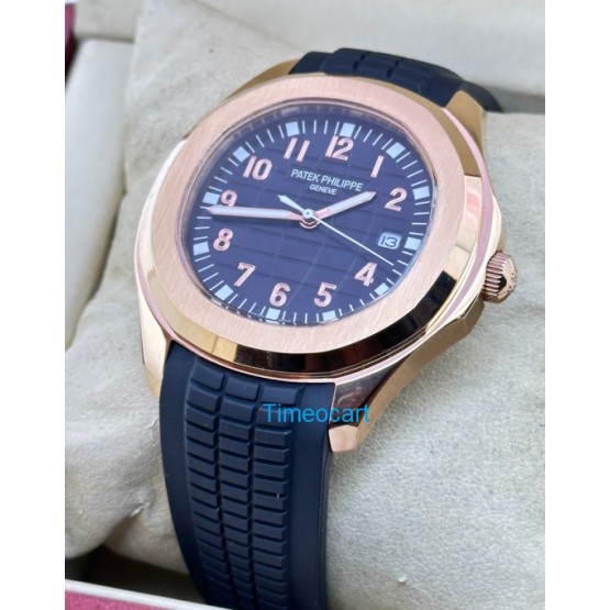 Patek Philippe Aquanaut Black Rose Gold Rubber Strap Swiss Automatic Watch