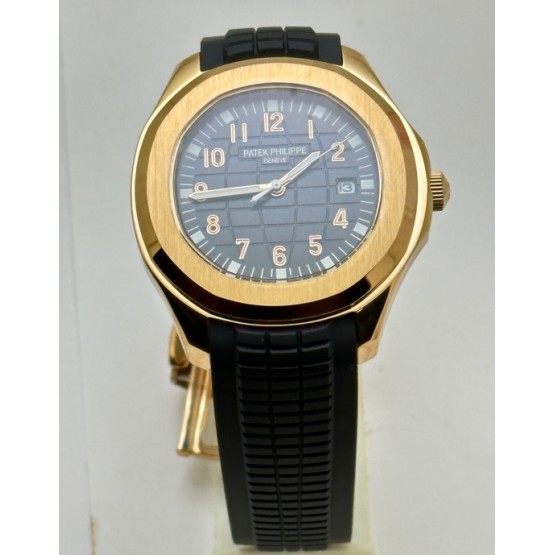 Patek Philippe Aquanaut Black Rose Gold Rubber Strap Swiss Automatic Watch