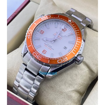 Omega Seamaster White Orange Bezel Swiss Automatic Watch