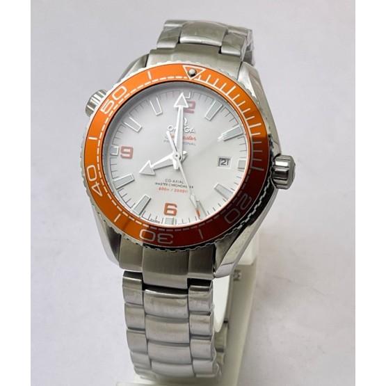 Omega Seamaster White Orange Bezel Swiss Automatic Watch