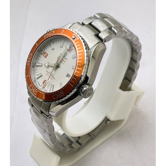 Omega Seamaster White Orange Bezel Swiss Automatic Watch