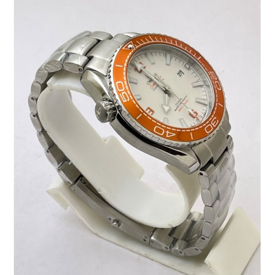 Omega Seamaster White Orange Bezel Swiss Automatic Watch