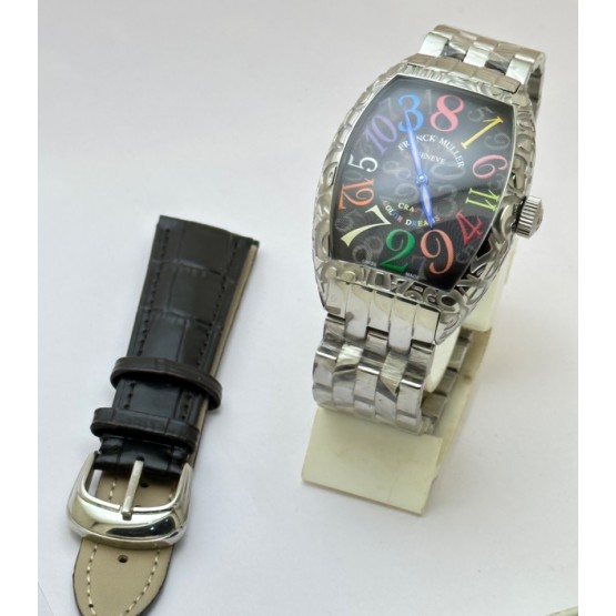 Franck Muller Crazy Hours Croco Black Steel Swiss Automatic Watch