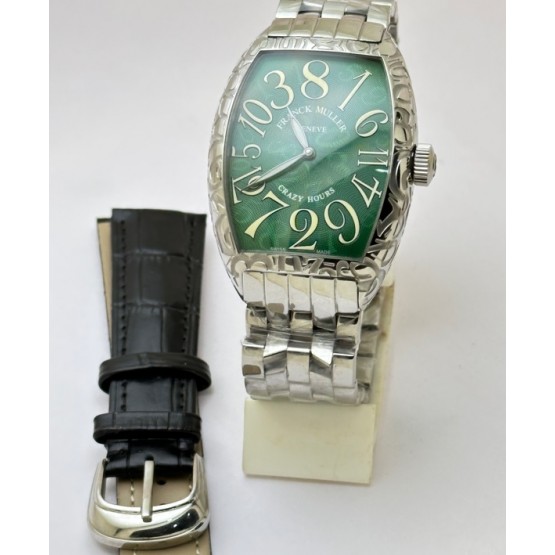 Franck Muller Crazy Hours Croco Green Steel Swiss Automatic Watch