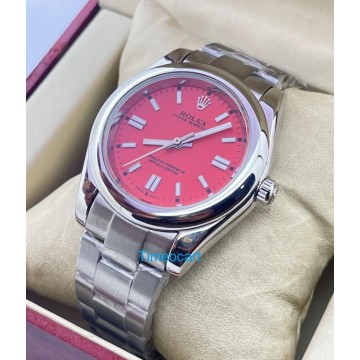 Rolex Oyster Perpetual RED Steel Swiss Automatic Watch