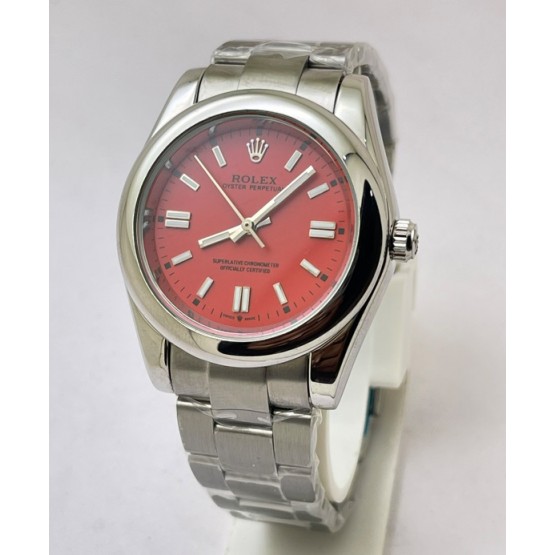 Rolex Oyster Perpetual RED Steel Swiss Automatic Watch