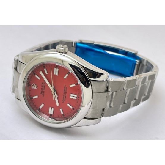 Rolex Oyster Perpetual RED Steel Swiss Automatic Watch