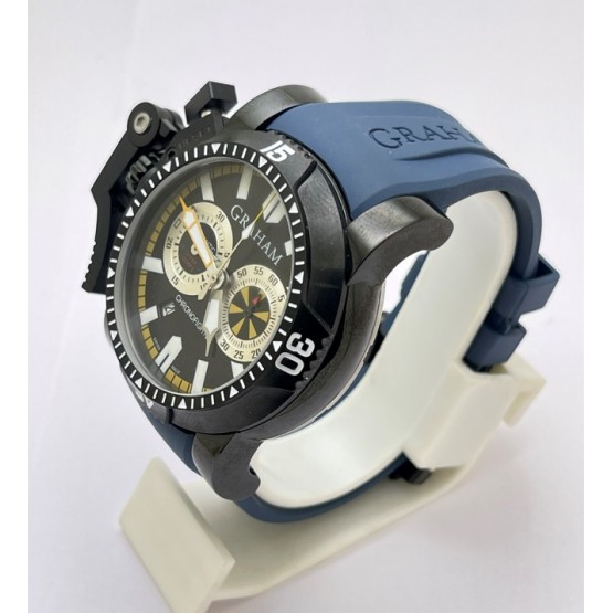 Graham Chronofighter Oversize Blue Rubber Strap Watch