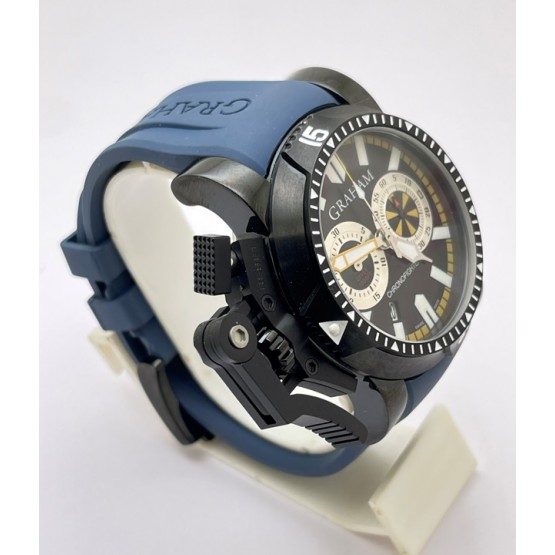 Graham Chronofighter Oversize Blue Rubber Strap Watch