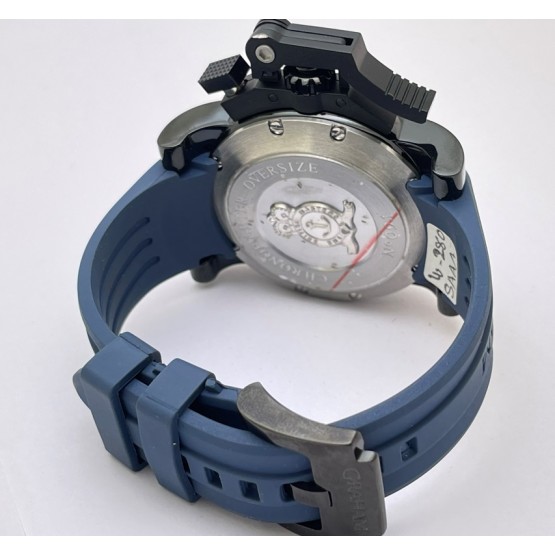 Graham Chronofighter Oversize Blue Rubber Strap Watch