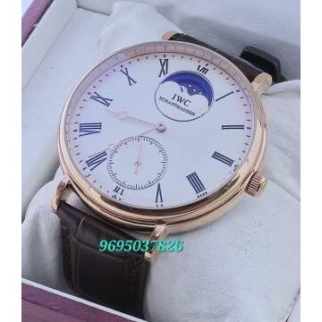 I W C Schaffhausen Portofino Sun Moon Phase Rose Gold Swiss Automatic Watch