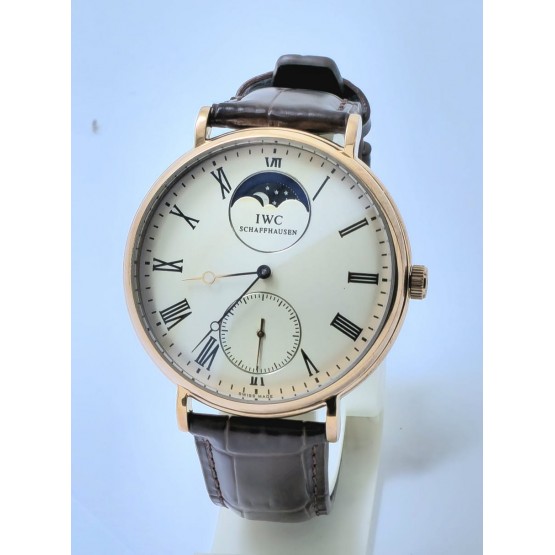 I W C Schaffhausen Portofino Sun Moon Phase Rose Gold Swiss Automatic Watch