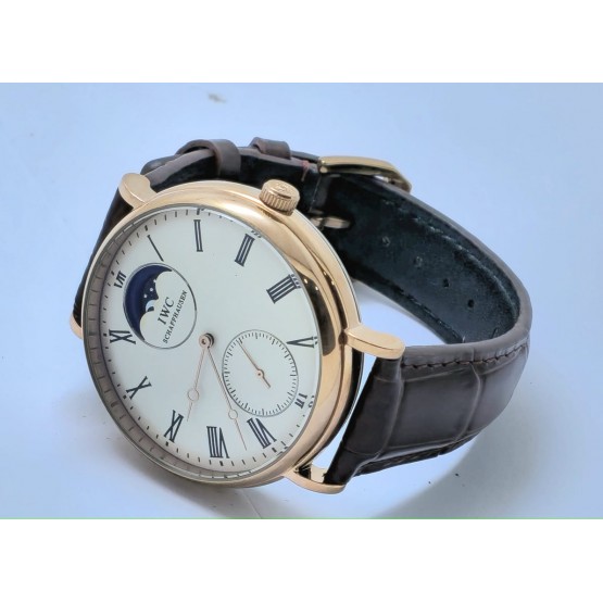 I W C Schaffhausen Portofino Sun Moon Phase Rose Gold Swiss Automatic Watch