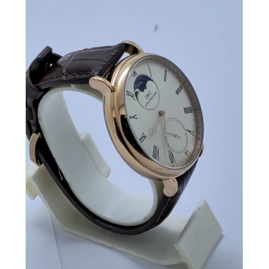 I W C Schaffhausen Portofino Sun Moon Phase Rose Gold Swiss Automatic Watch