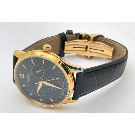 Jaeger Le Coultre Master Control Power Reserve Black Rose Gold Swiss ETA Automatic Watch