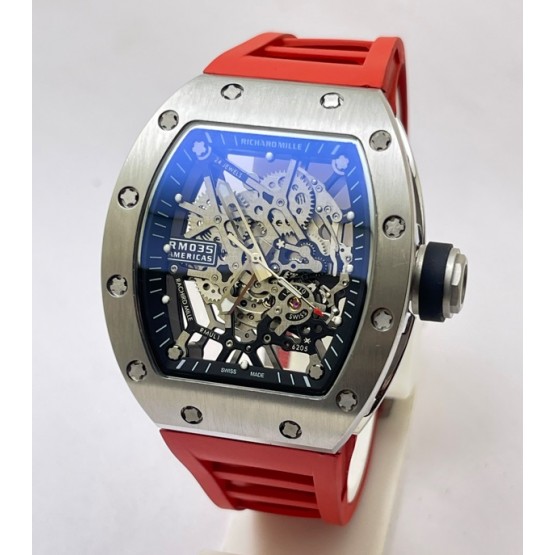 Richard Mille RM 035 Americas Edition Red Strap Swiss ETA 7750 Valjoux Movement Watch