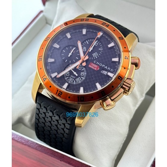 Chopard Mille Miglia Zagato Chronograph Orange Bezel Rubber Strap Watch