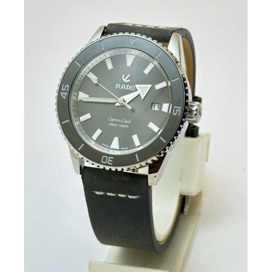 Rado Captain Cook Black Leather Strap Swiss Automatic Watch