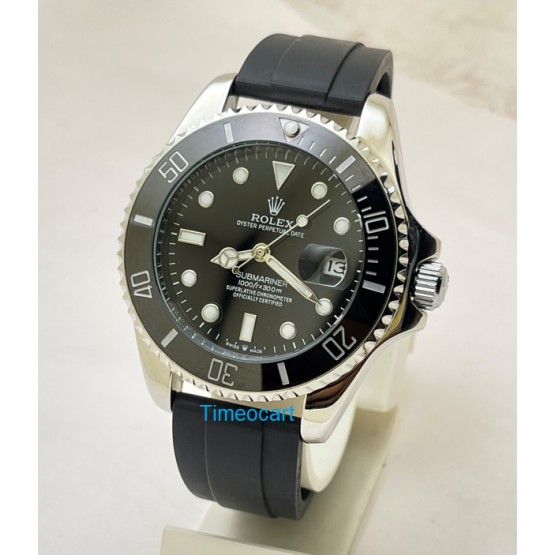  Rolex Submariner Black Rubber Strap Swiss Automatic Watch