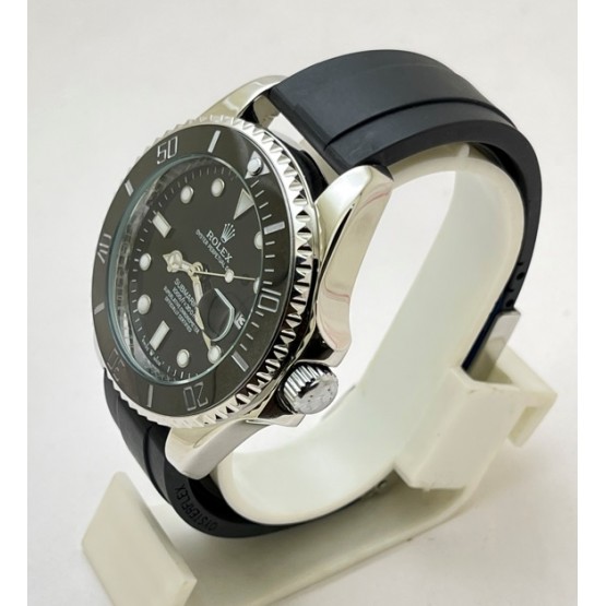  Rolex Submariner Black Rubber Strap Swiss Automatic Watch