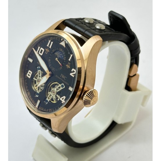 I W C Big Pilot Double Tourbillon Black Rose Gold Swiss Automatic Watch