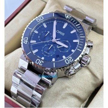 Oris Aquis Chronograph Blue Steel Bracelet Watch