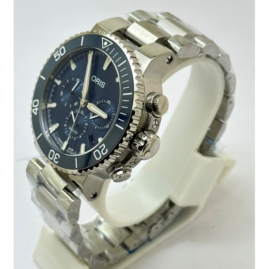 Oris Aquis Chronograph Blue Steel Bracelet Watch