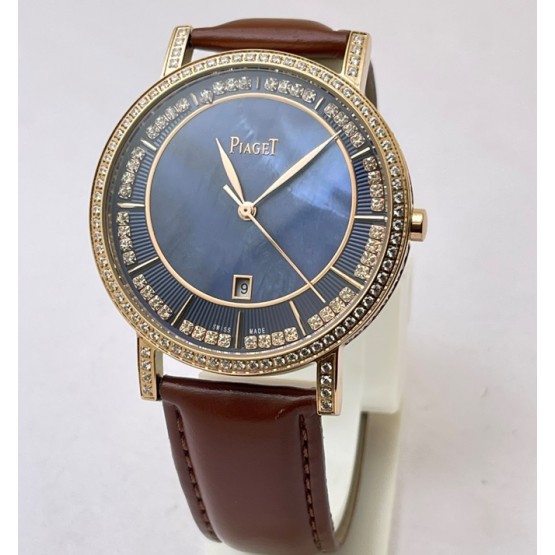 Piaget Altiplano Blue Mother Of Pearl Diamond Bezel Watch