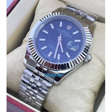 Rolex Date-Just Blue Fluted Motif Swiss Automatic Watch