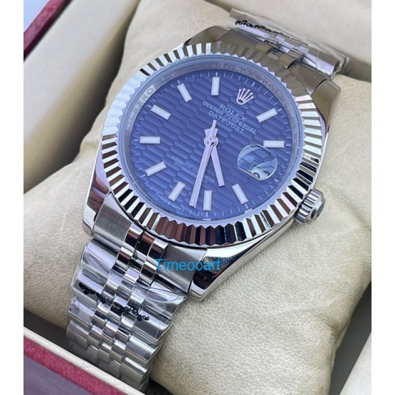 Rolex Date-Just Blue Fluted Motif Swiss Automatic Watch