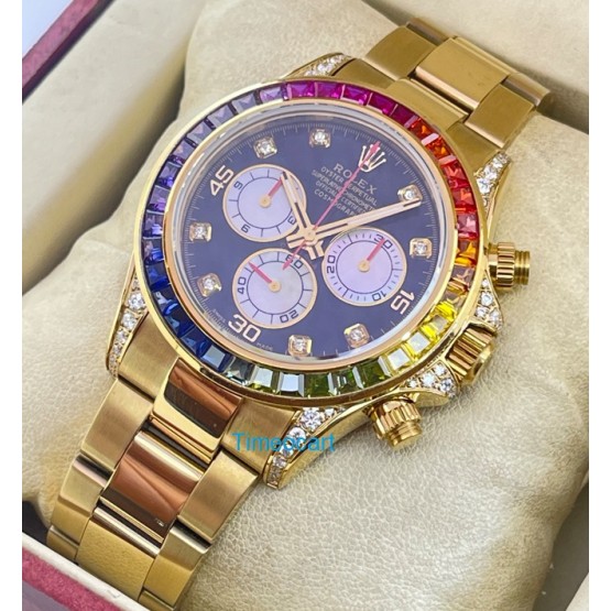 Rolex Cosmograph Daytona Rainbow Jewels Swiss ETA 7750 Valjoux Movement Watch