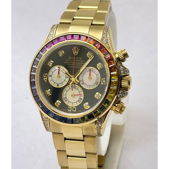 Rolex Cosmograph Daytona Rainbow Jewels Swiss ETA 7750 Valjoux Movement Watch