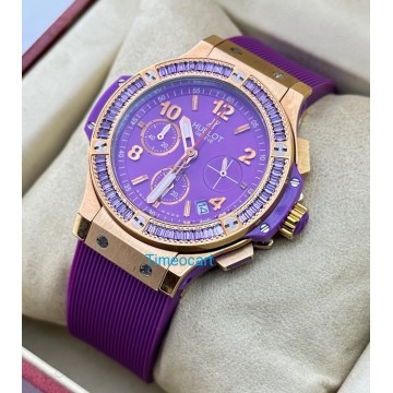 Hublot Big Bang Purple Rubber Strap Ladies Watch