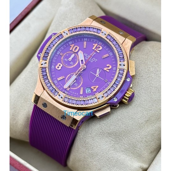 Hublot Big Bang Purple Rubber Strap Ladies Watch