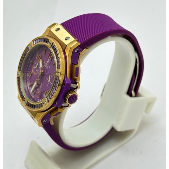 Hublot Big Bang Purple Rubber Strap Ladies Watch